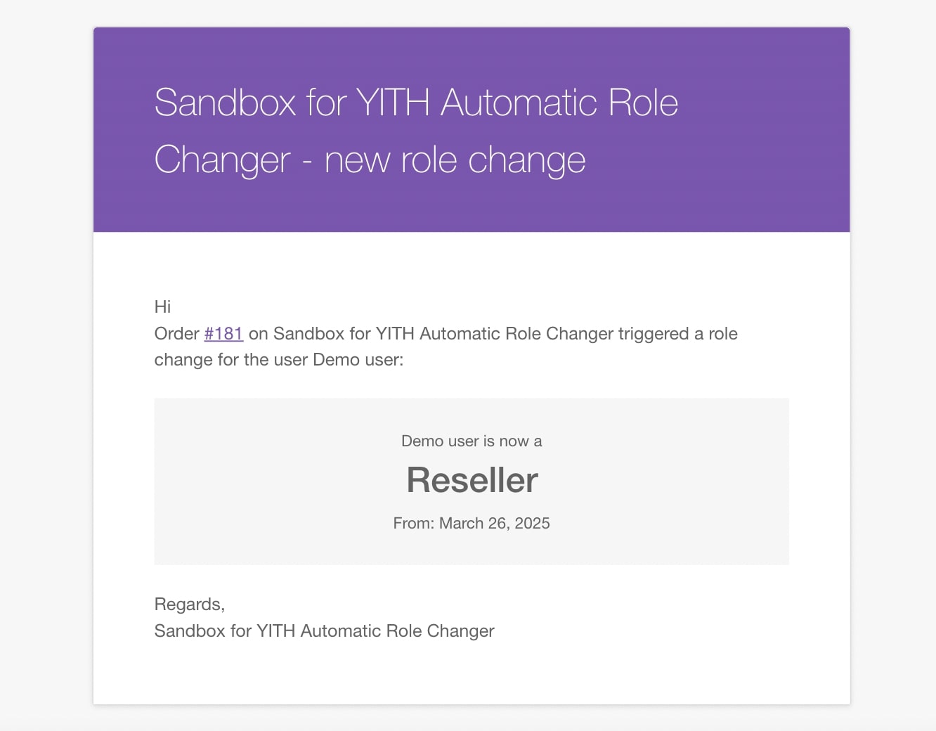 New role email notification - Admin