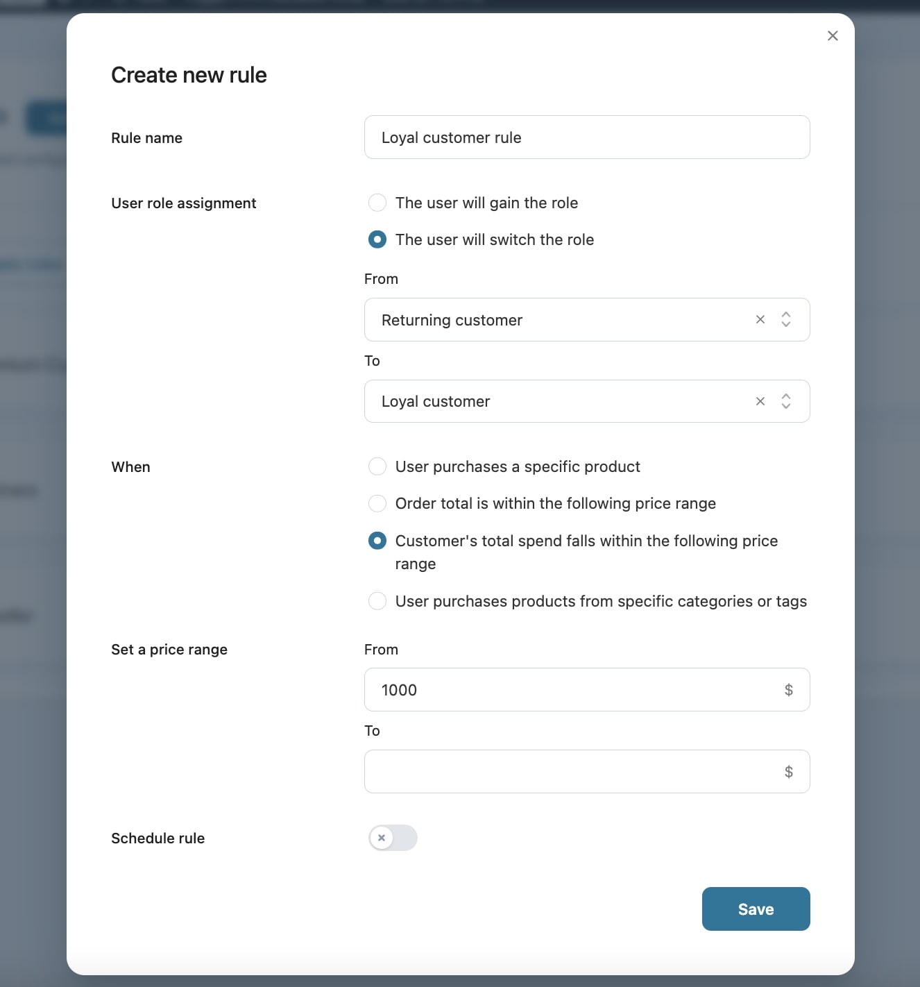 Role based prices example