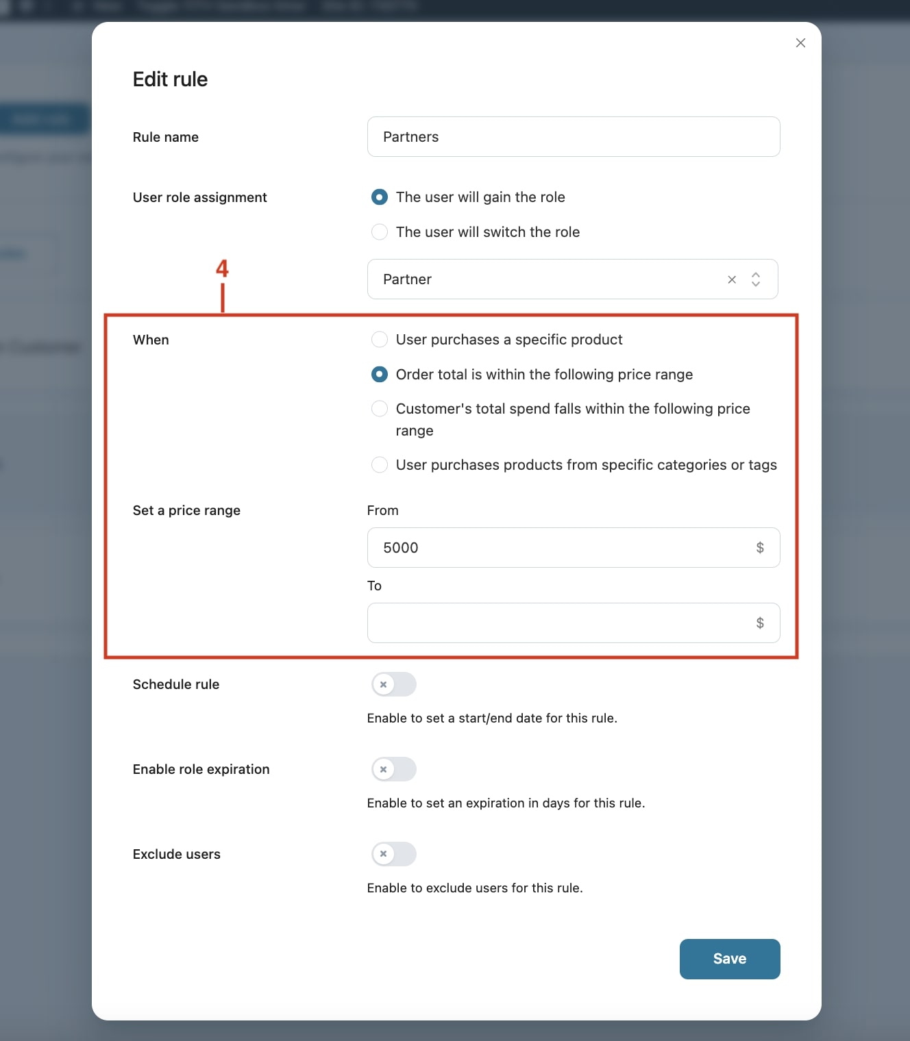Set rule conditions