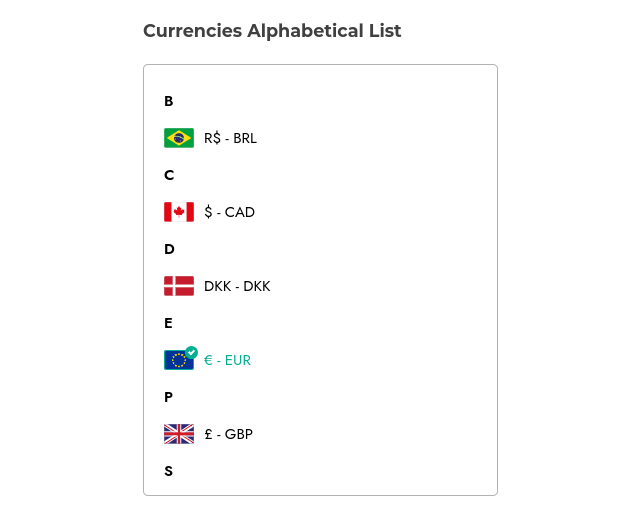 SC - Alphabetic list