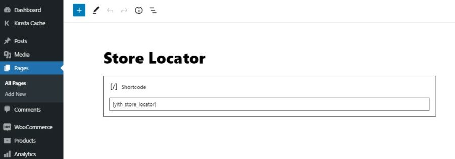 Store Locator Page shortcode