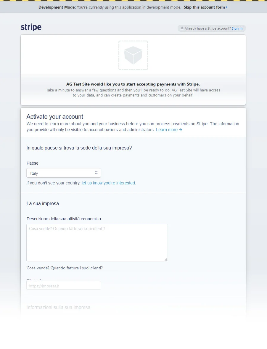 Stripe account