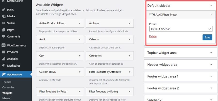 Add preset to your sidebar