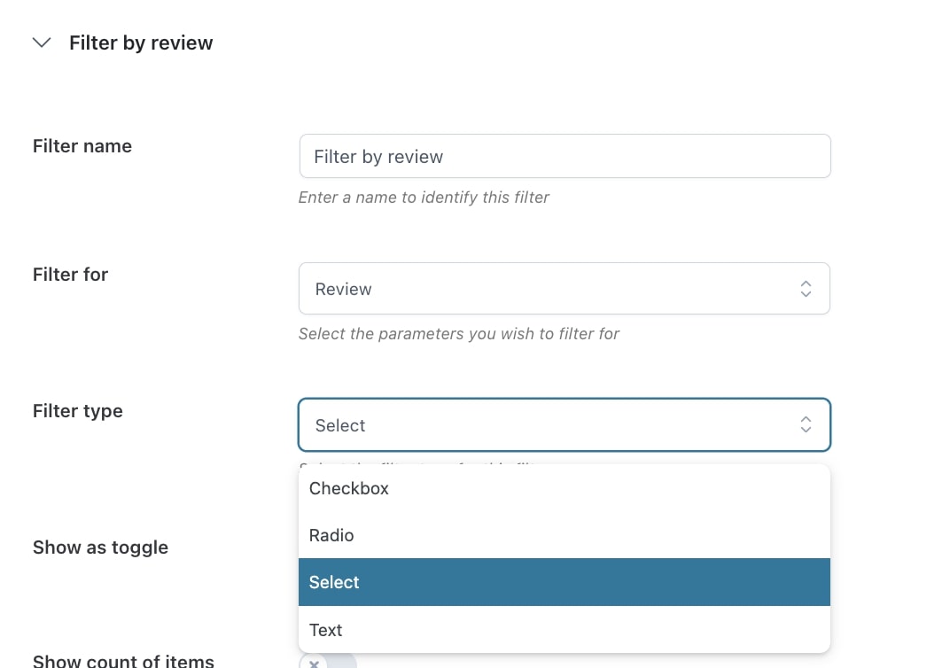 Filter by review