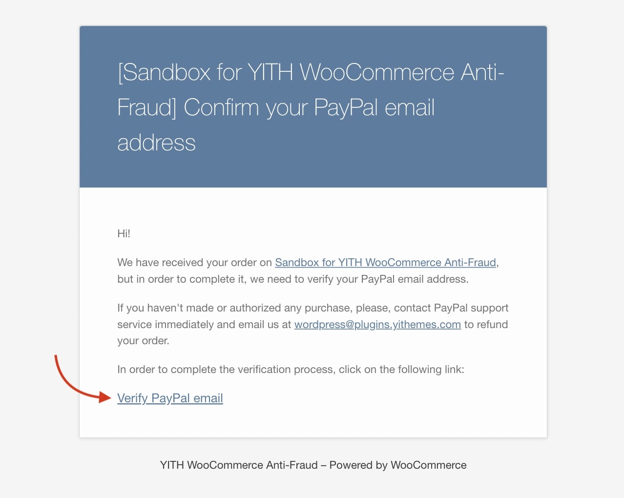 PayPal verification email