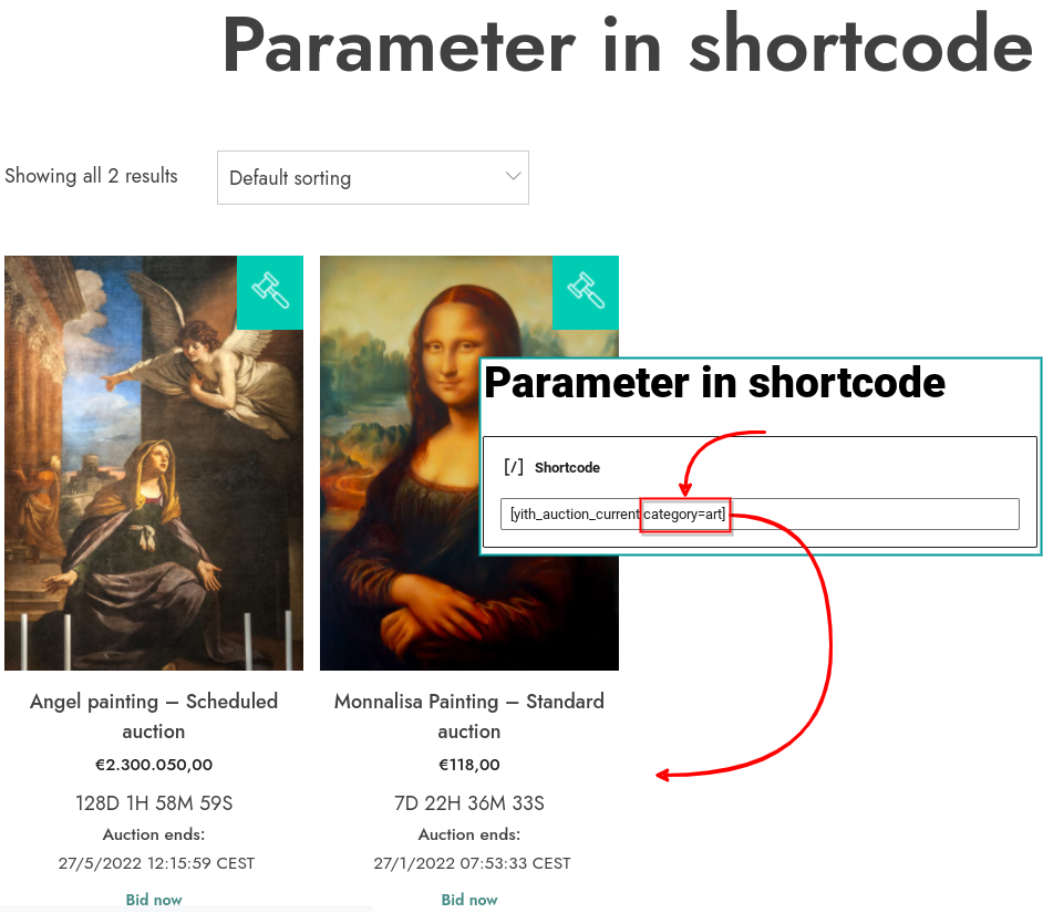 sort by category shortcode eg
