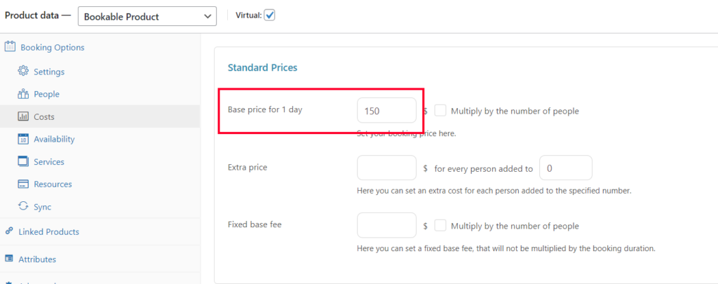 Price per day - house