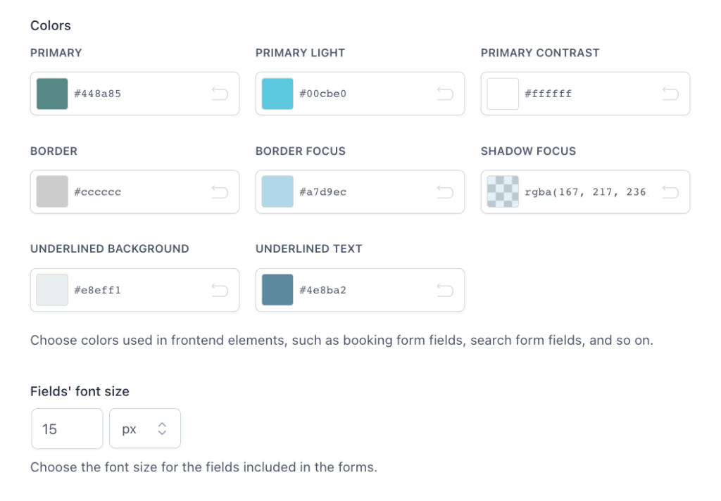 Colors and font settings