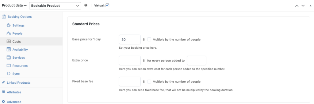 Multiply costs by people