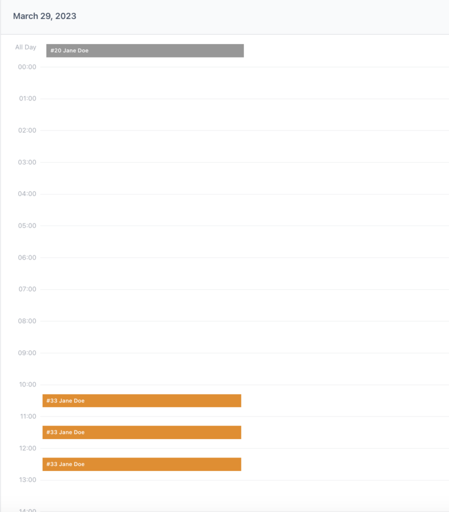 Booking calendar - day view