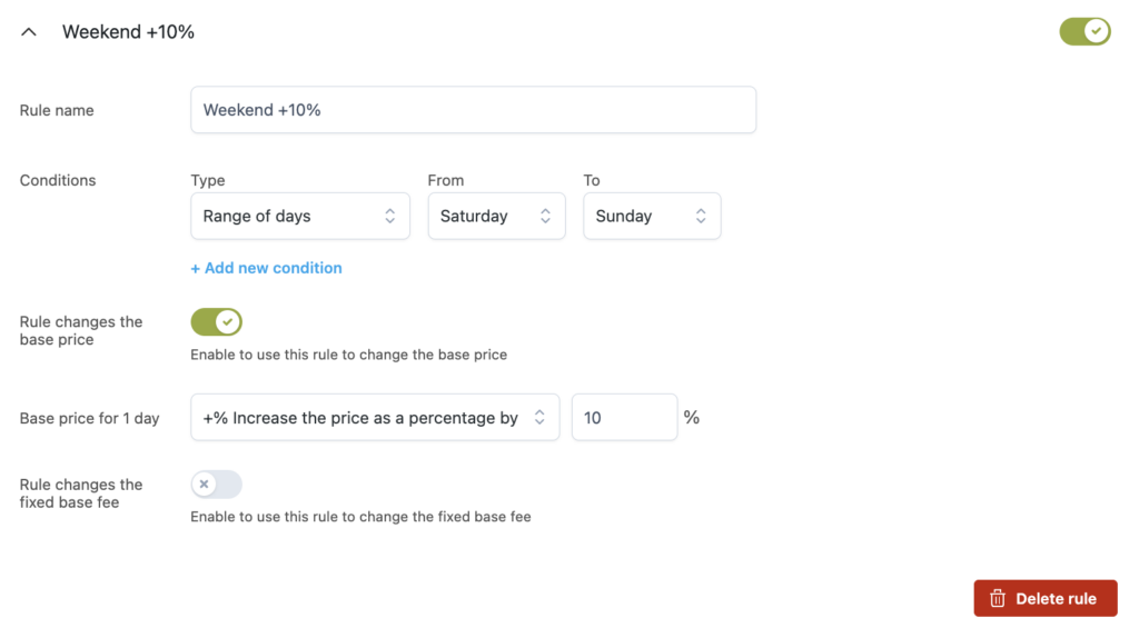 Price rule example