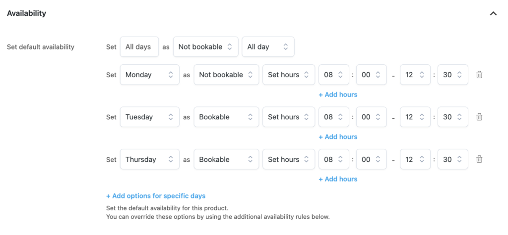 default availability professor example