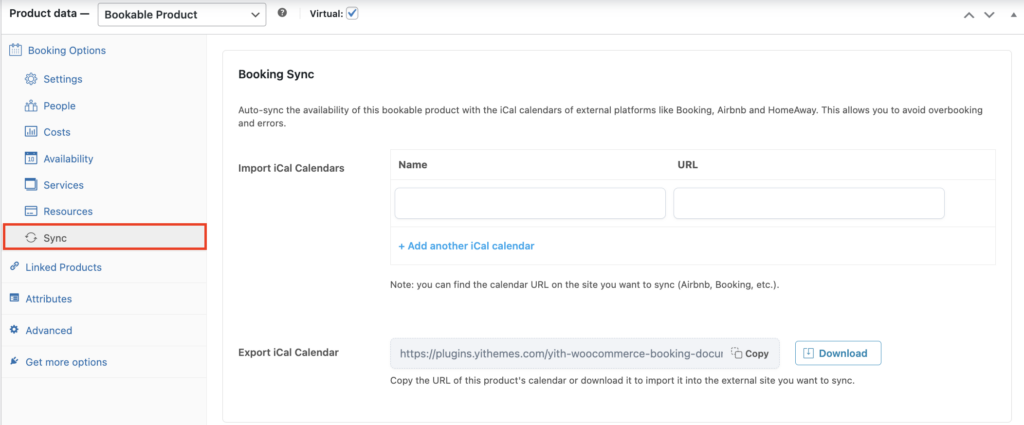 Booking sync in product