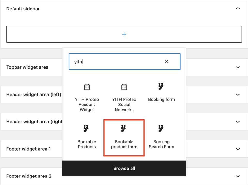 Bookable product form - widget