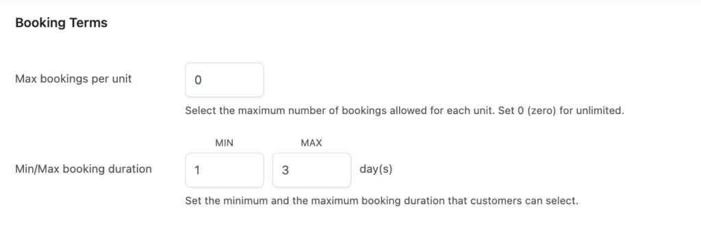 Booking terms