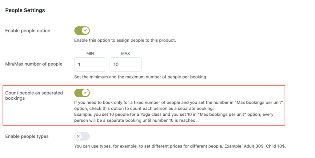 Minimum and maximum number of people 