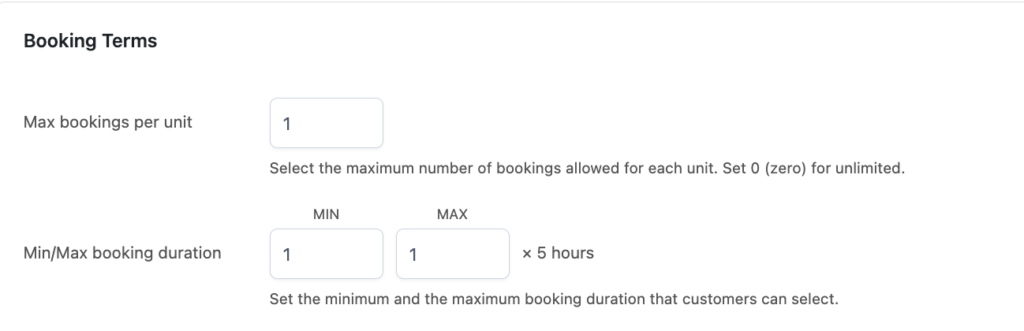 max bookings per unit