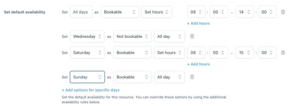 Resource availability configuration