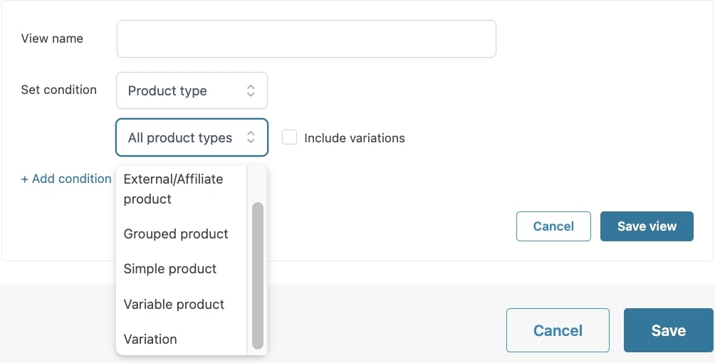 Product type conditions
