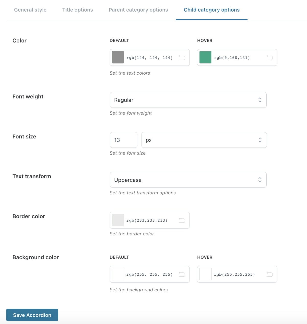Child categories example