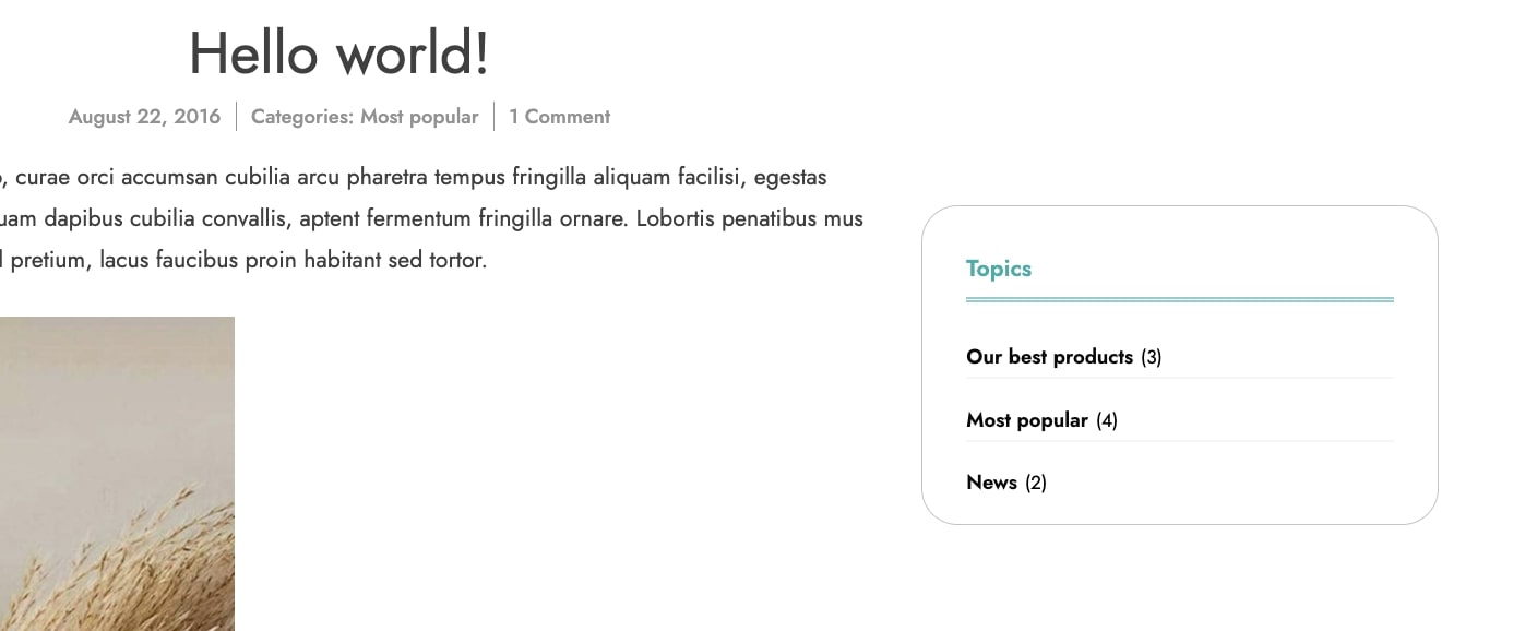 WordPress categories example