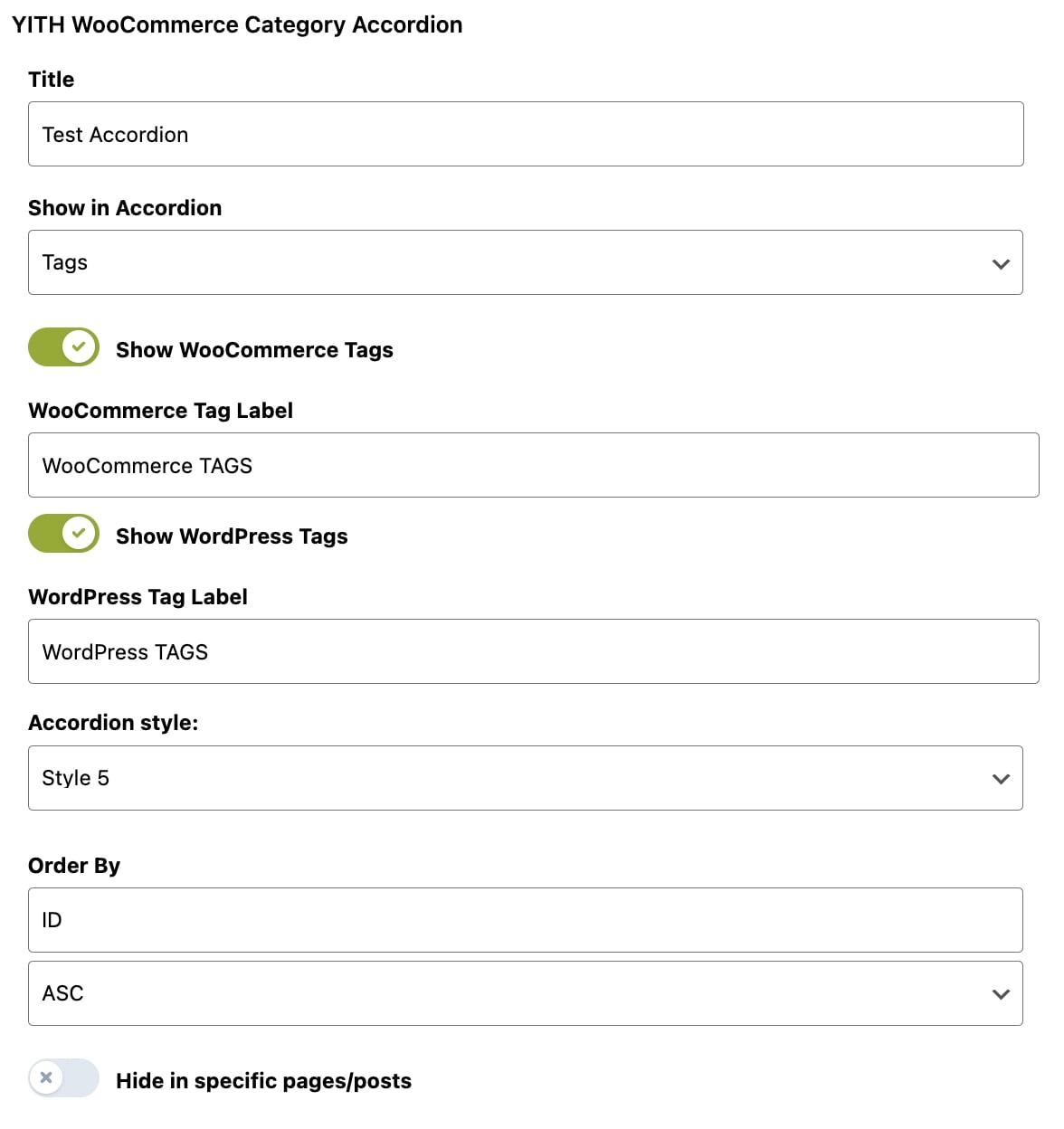 Tags widget