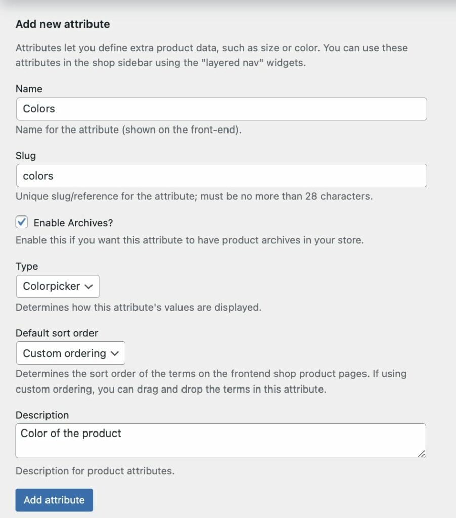 Attribute example