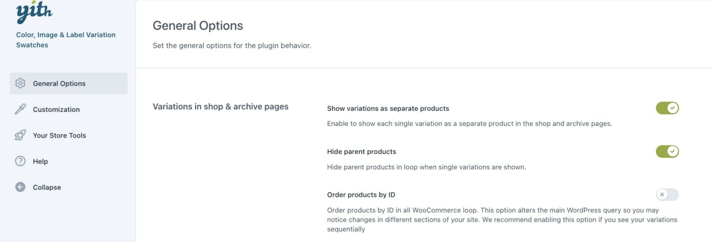 Show variations as separate products