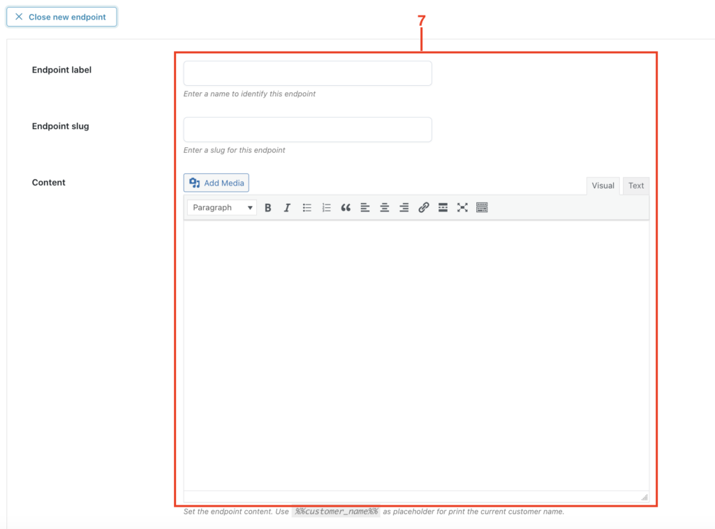 Endpoint configuration