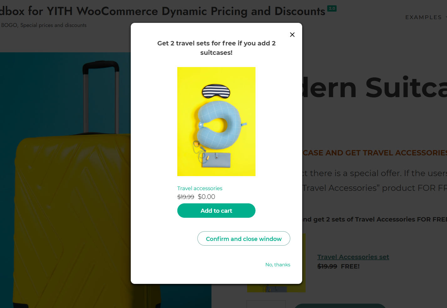 Promote the offer in a modal window