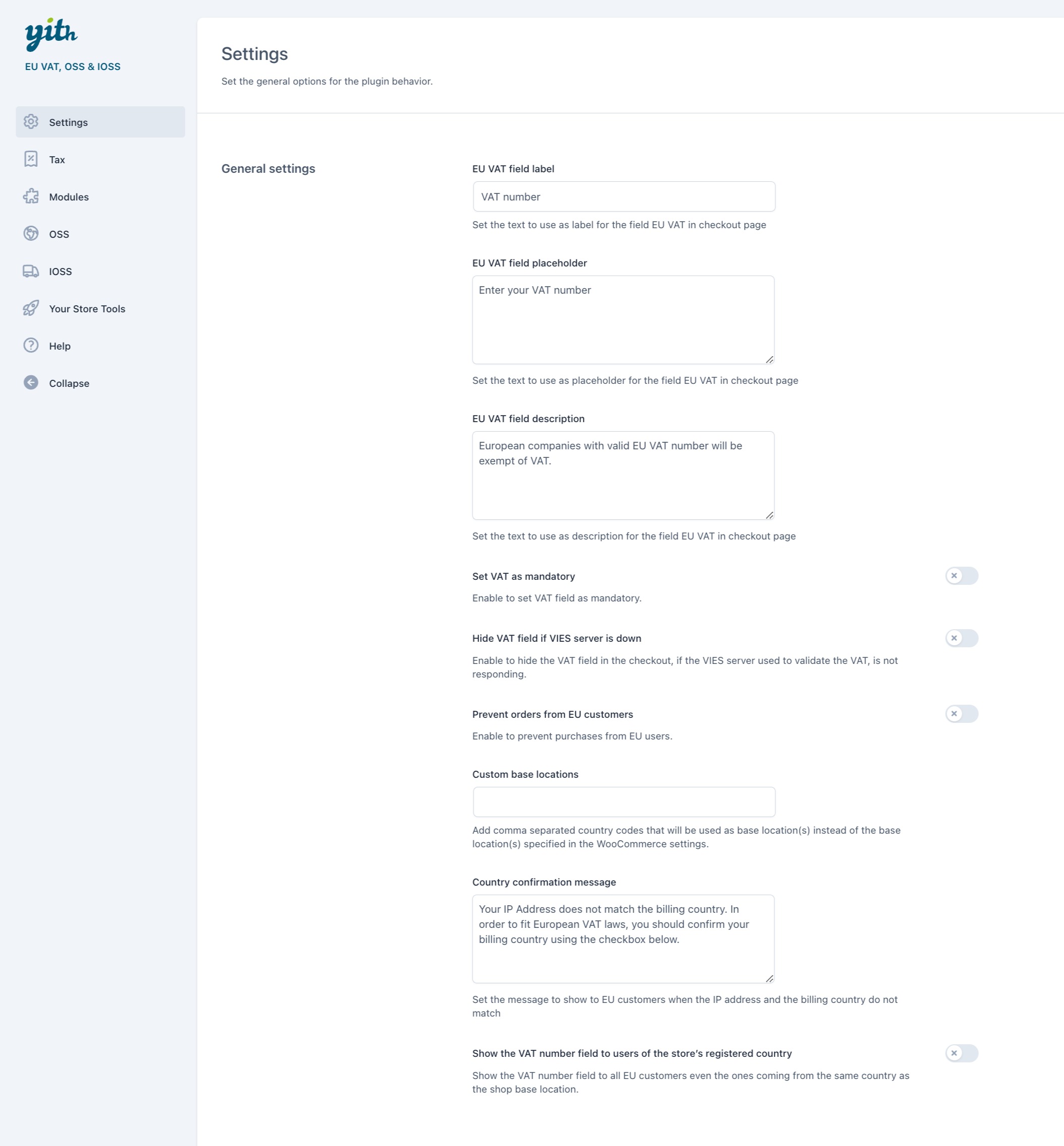 General settings