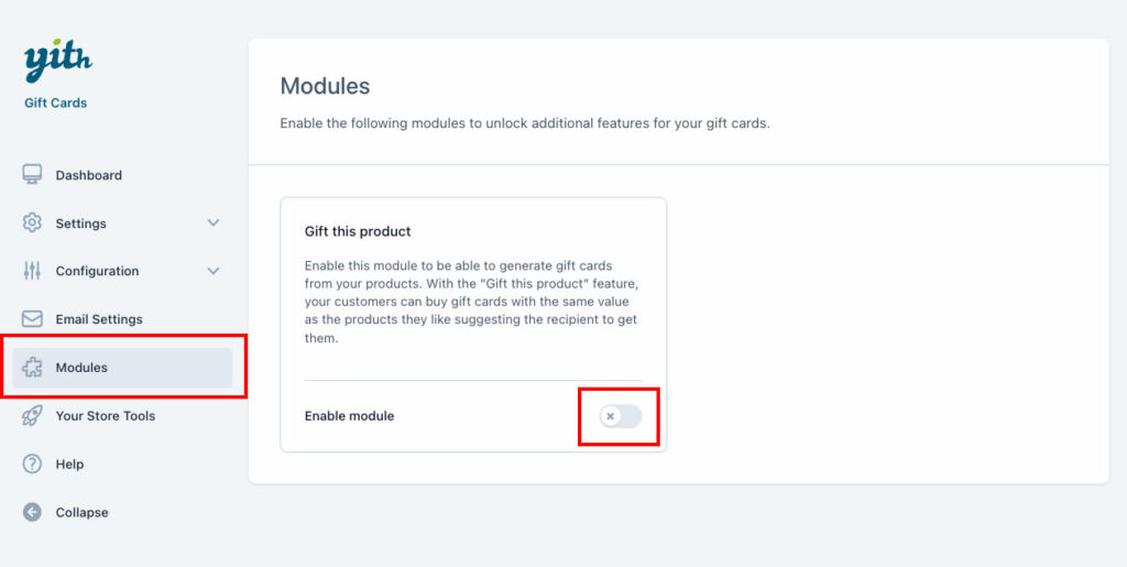 Enable Gift this product module