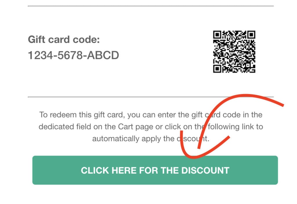 Button in gift card email