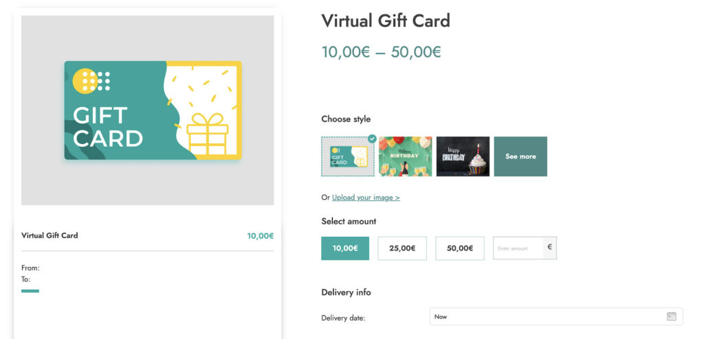 Gift card page style v. 1.0