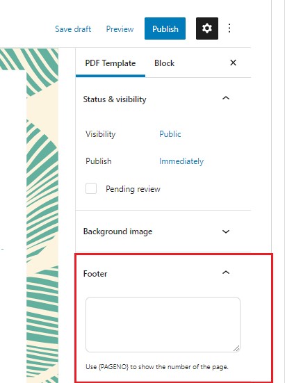 Add footer to PDF template