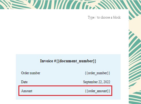 Order amount block example