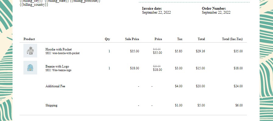 Product table block example