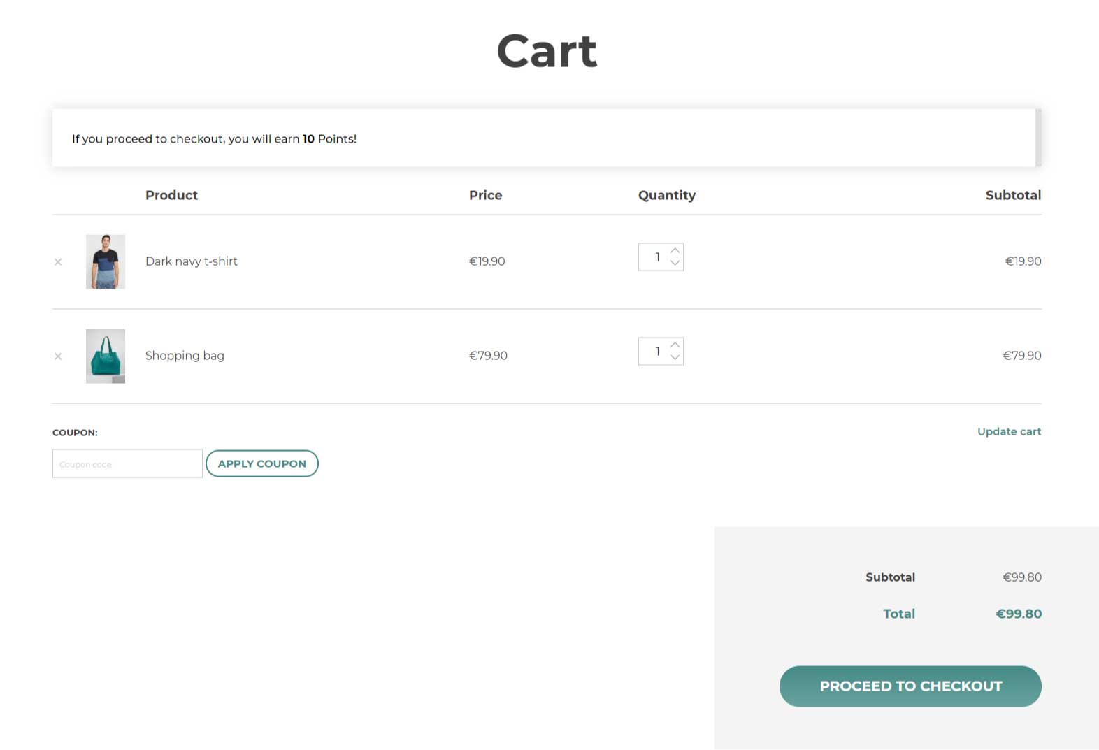 Example of points counting in cart