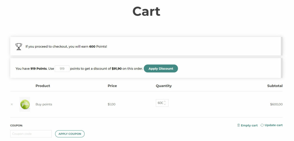 Points in cart