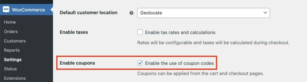 Enable coupons