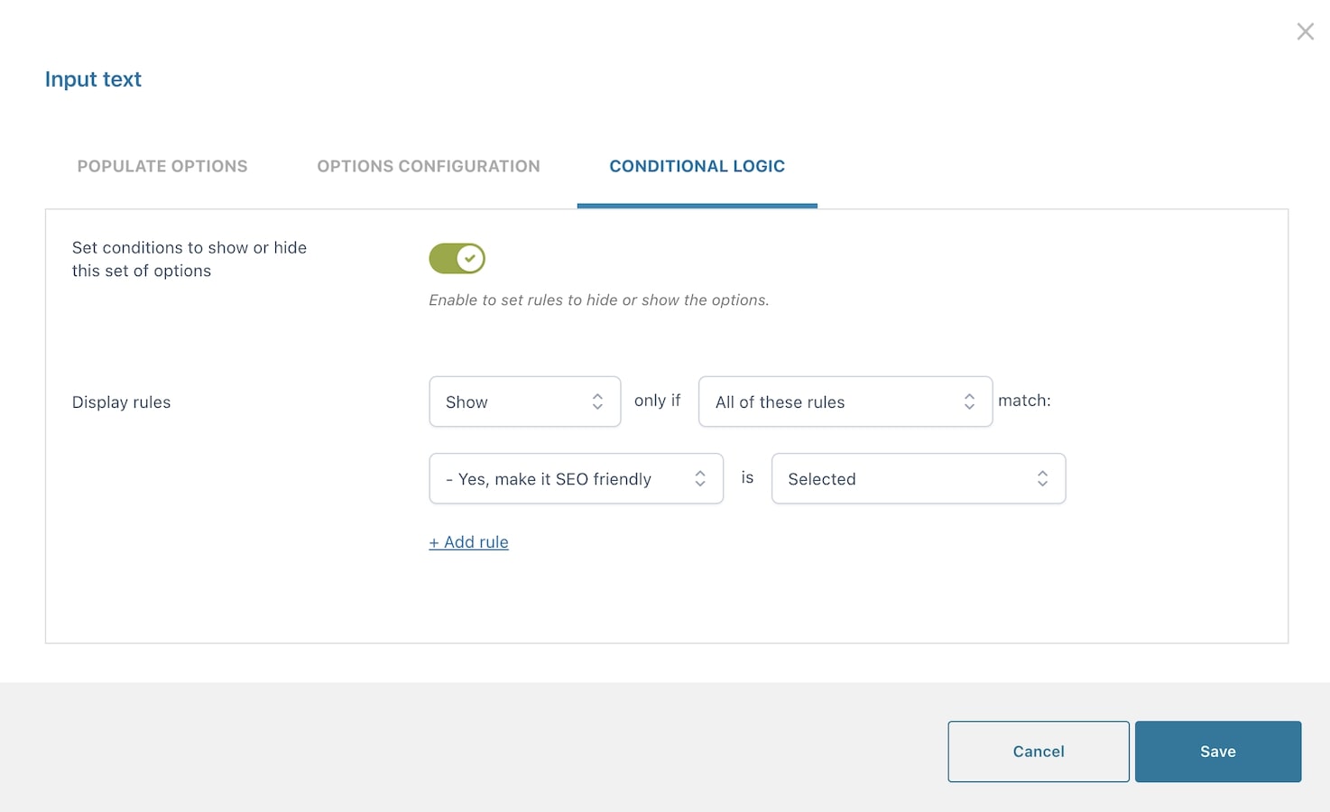 Conditional logic example - free version