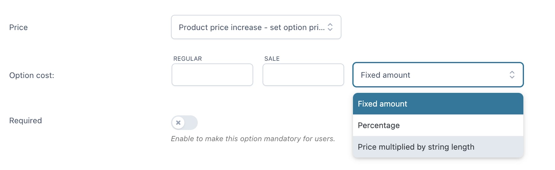 Text input price option - free version
