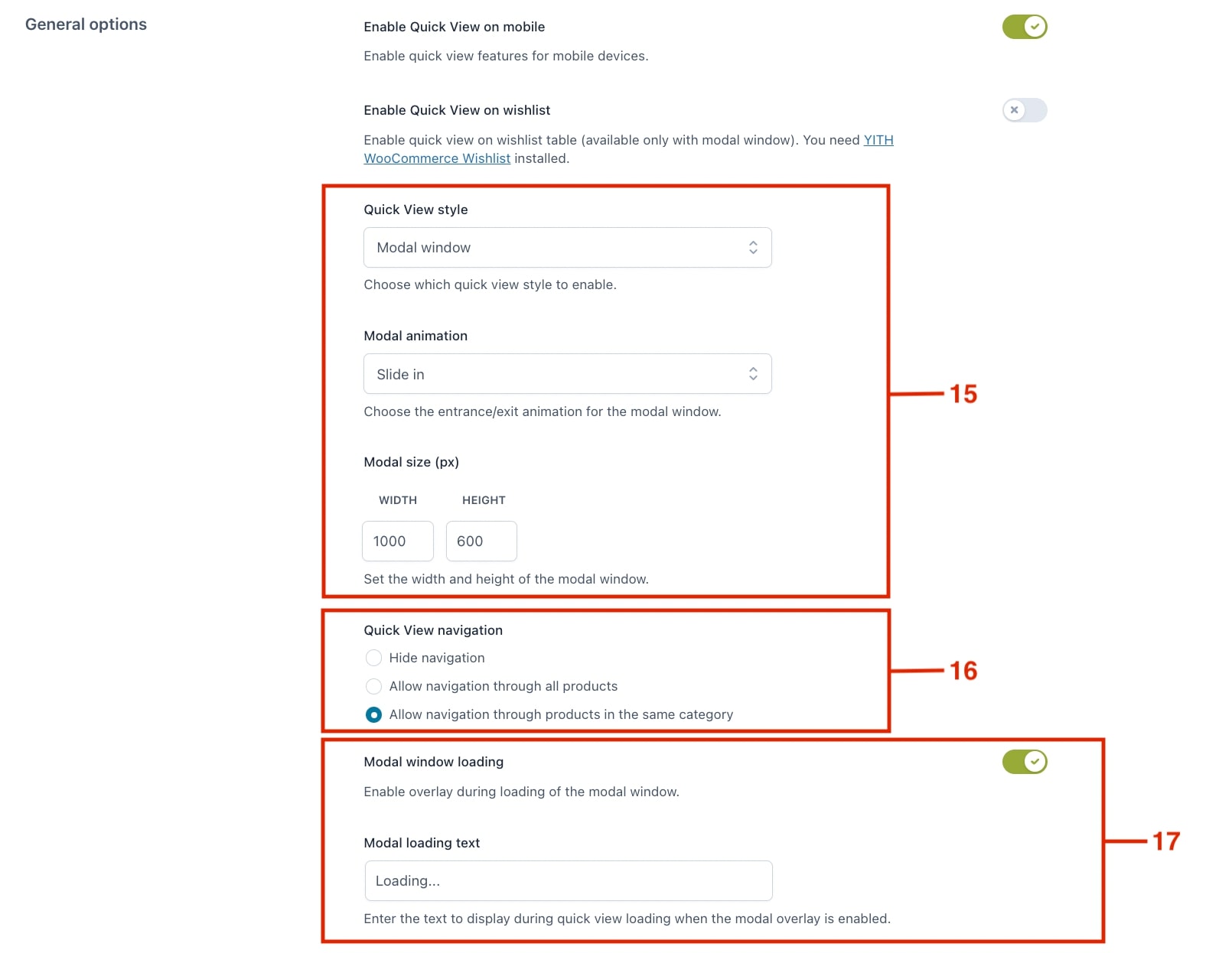 Modal window style options