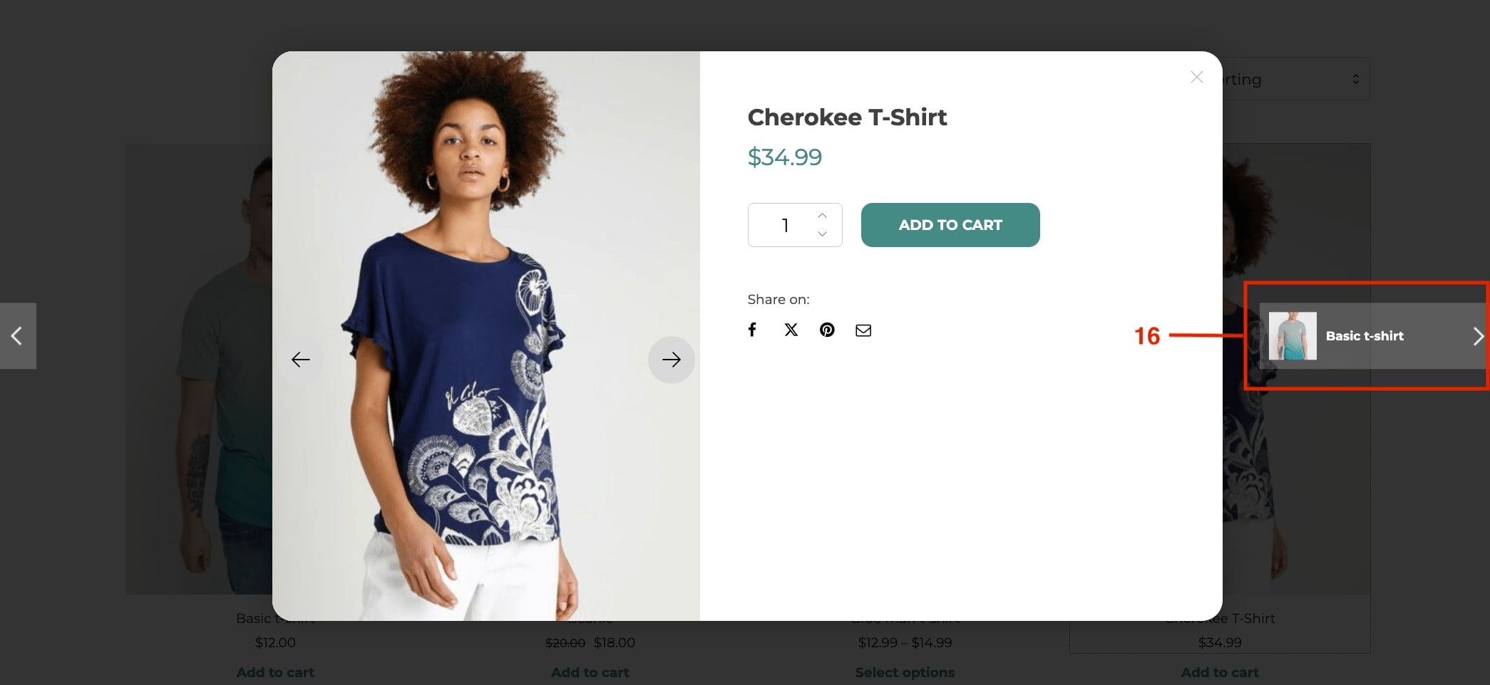 Modal window navigation example