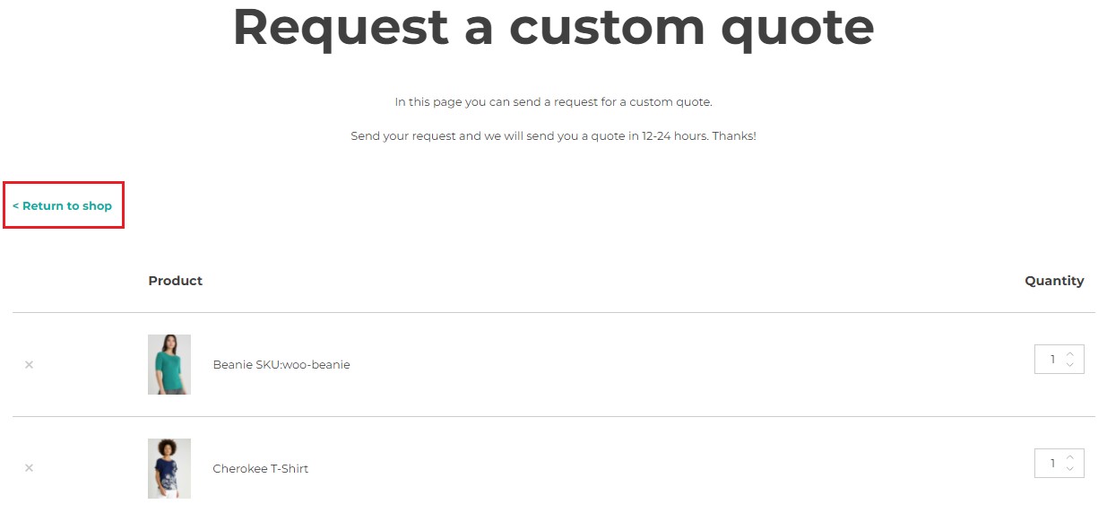 Return to shop button