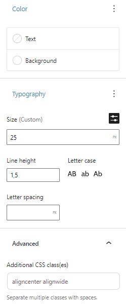 Quote number block options