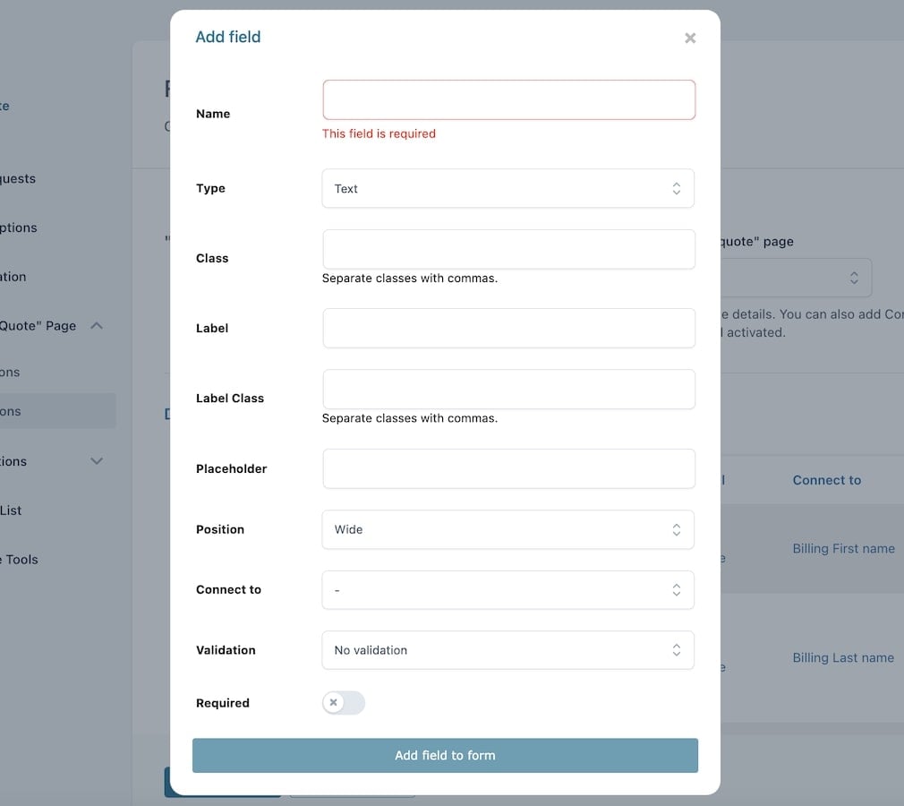 Form field options