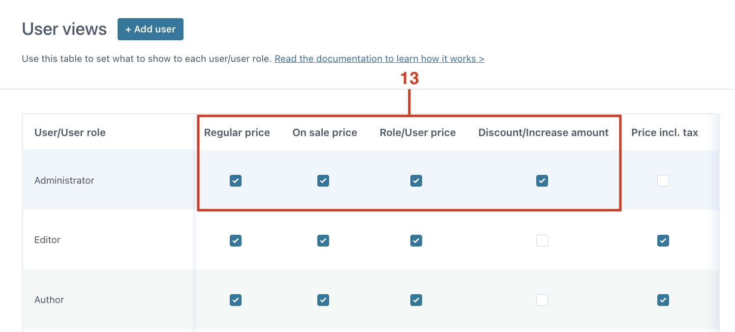 (13) User views options
