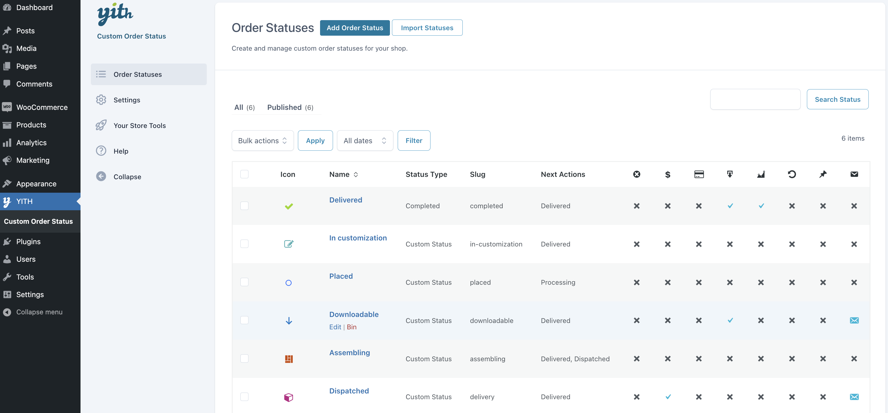 Custom Order Statuses