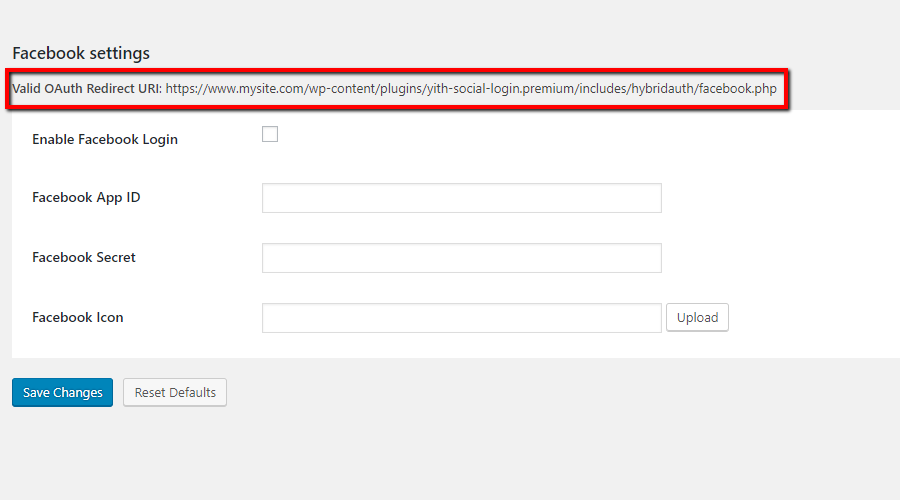 Valid OAuth redirect URI